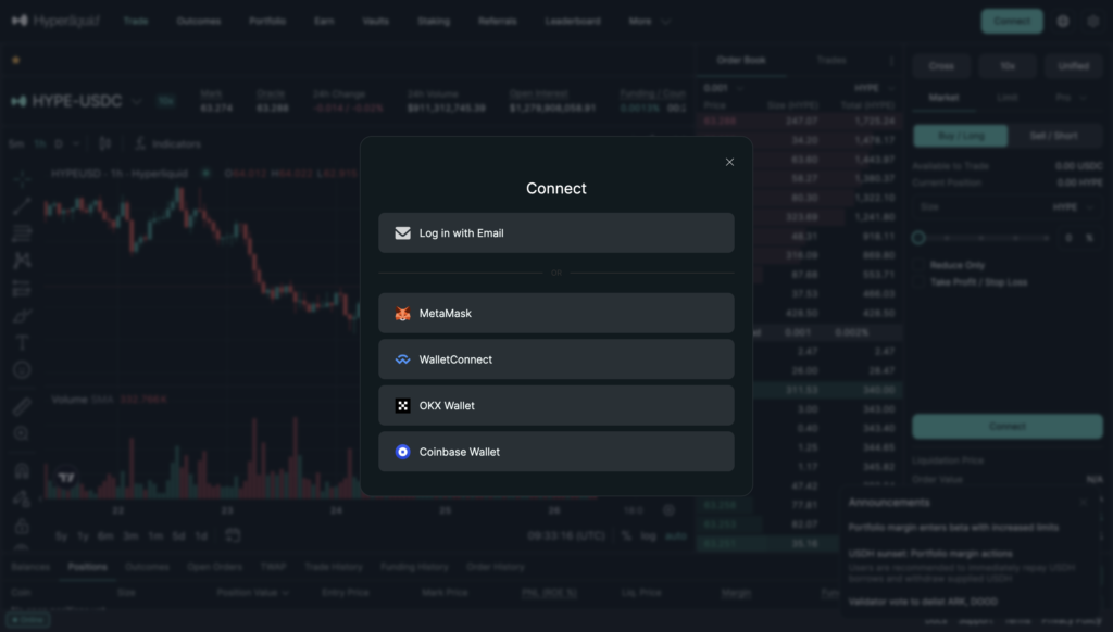 Connecting Wallet on Hyperliquid
